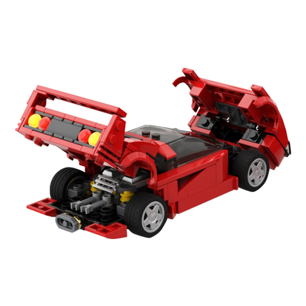 300Pcs Moc F40 Supercar Bricks Red Classic Racing Famous Red F40 Speed Champions City Sports Car Building Blocks Set Regalo Giocattolo