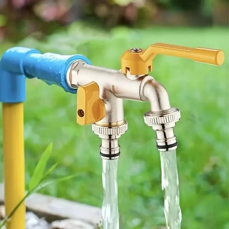 Rubinetto Da Giardino In Ottone Nero Antigelo – Doppia Uscita 1/2", Resistente E Facile Da Installare