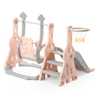 Rosahqnda Toboggan 4 en 1 pour enfants avec balançoire, panier de basket et échelle d'escalade pour intérieur/extérieur, aire de jeux avec panier de basket 2