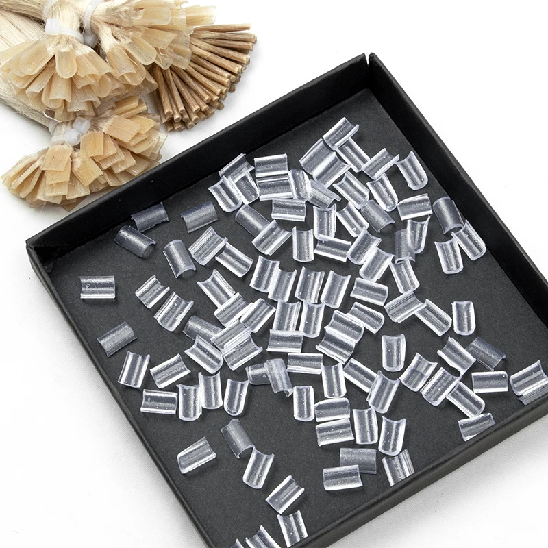 100pcs Glue Nail Tip Keratin Nail Tip for hair extension Strong adhesive / Transparent Color