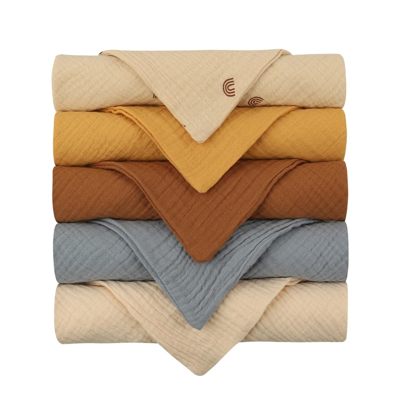 Y1UB Solid Color Baby Bibs Newborn Stuff Baby Feeding Bibs Cotton Accessories Skin-friendly Burp Things for Babies