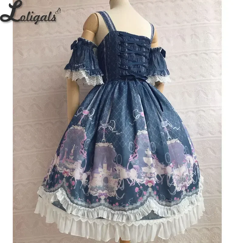 Sweet Printed Lolita JSK Dress w. Detachable Sleeves ~ Unicorn's Secret Garden by Yiliya