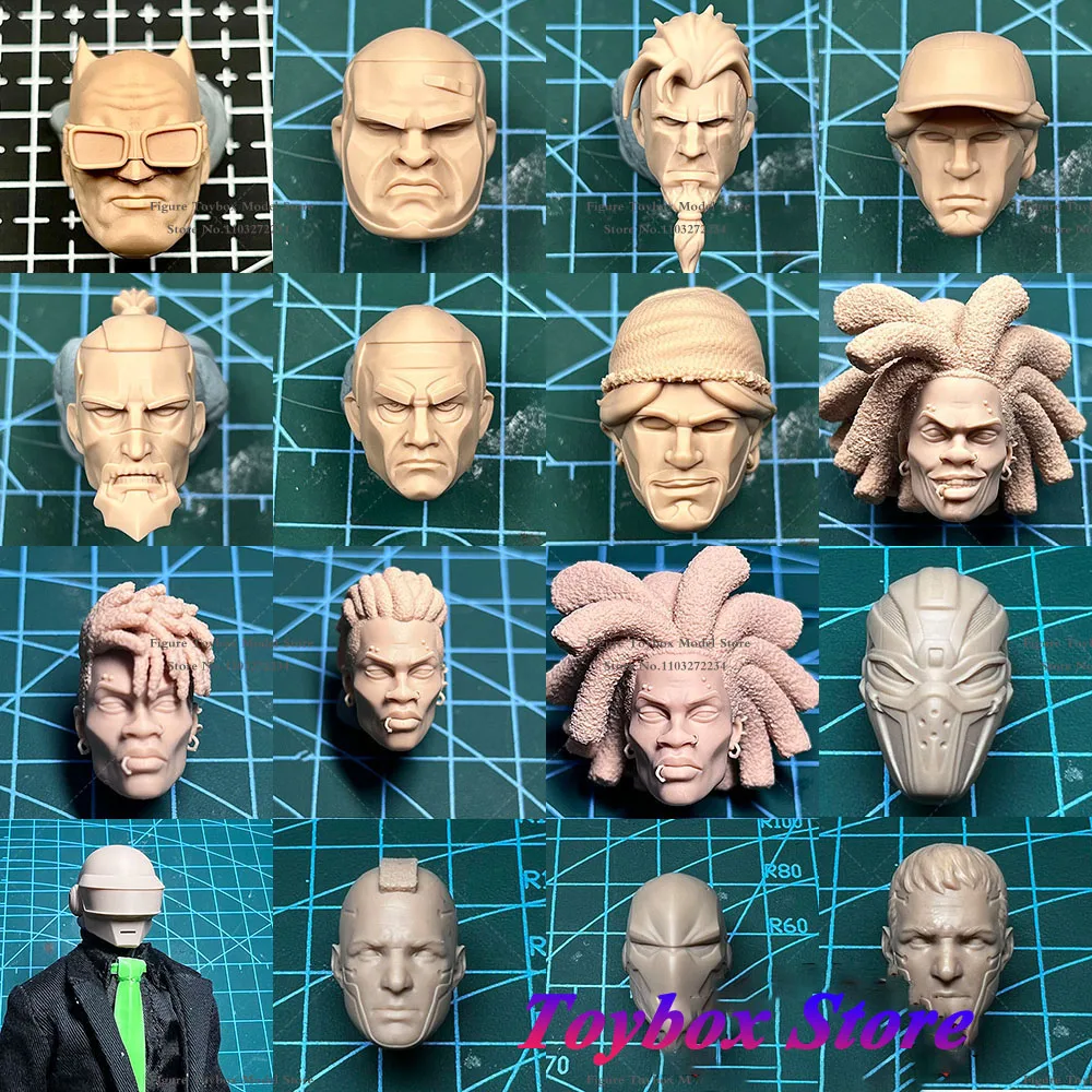 

DIY White Model 1/12 Scale Unpainted Cyberpunk 2077 Spider Man Head Sculpture for 6 inch SHF Marvel Mafex ML Mezco Action Figure