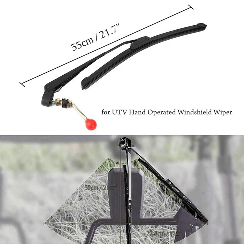350X400MM Manual UTV Windshield Wiper 15.7 Inch Wiper Kit Polaris Ranger RZR 800 900 1000 Can Am Kawasaki Honda