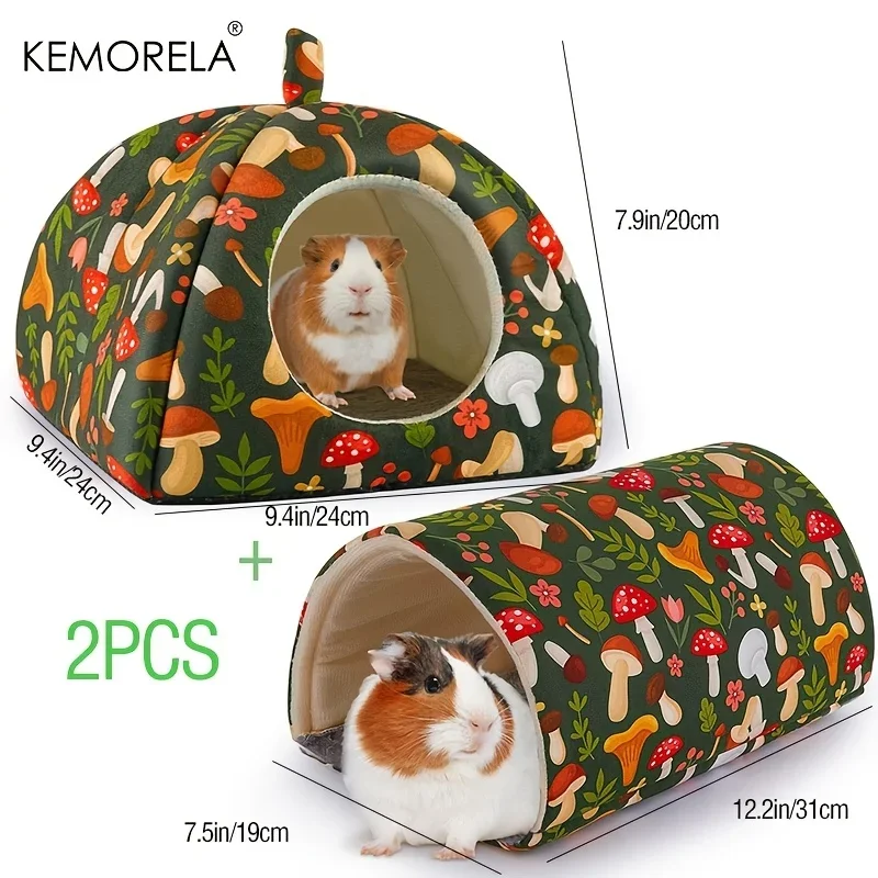 2PCS Guinea Pig Hideout Soft Guinea Pig Bed and Washable Tunnel Accessories For Hamster Rabbit