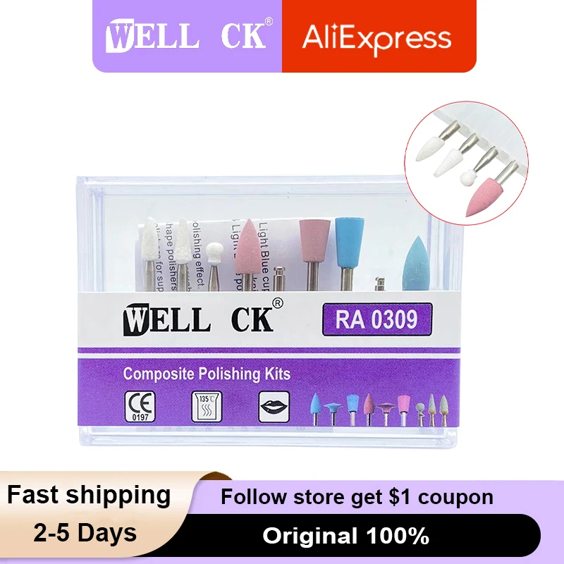 

WellCK Dental Composite Polishing Kit RA0309 For Low-Speed Handpiece Contra Angle Teeth Polishing Dental Photocuring Resin