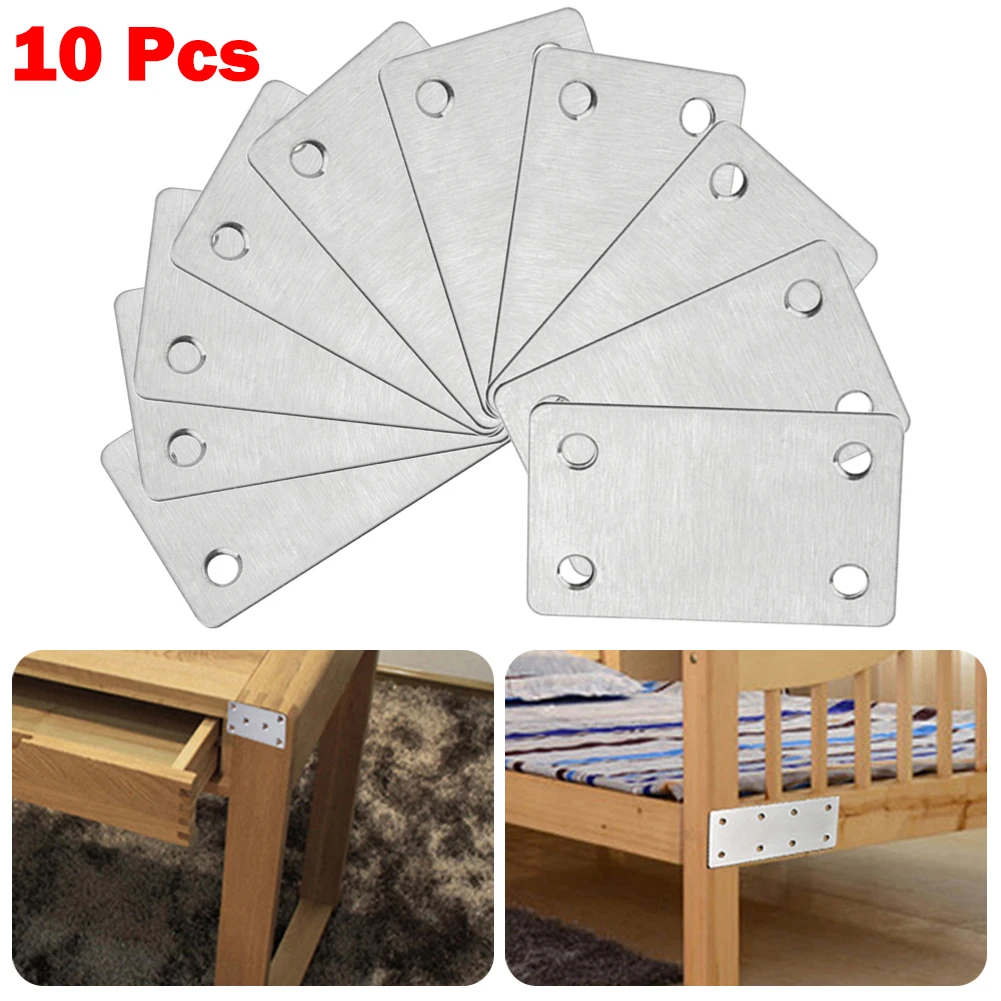 10Pcs Furniture Connection Plate Flat Repair Mending Plate Joining