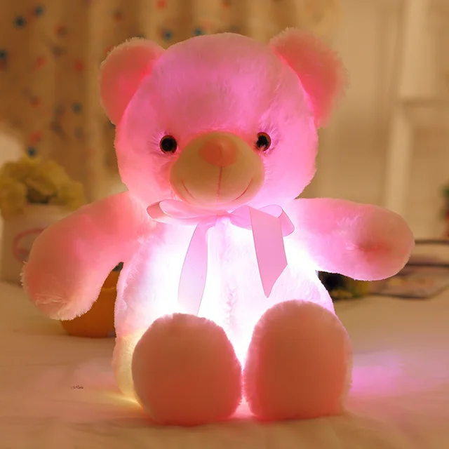 50cm Kawaii Bear Plush Light Bear Plush LED Stuffed Animals Soft Toys Light Colorful Glowing Christmas Gift for Kid Plush Pillow 1