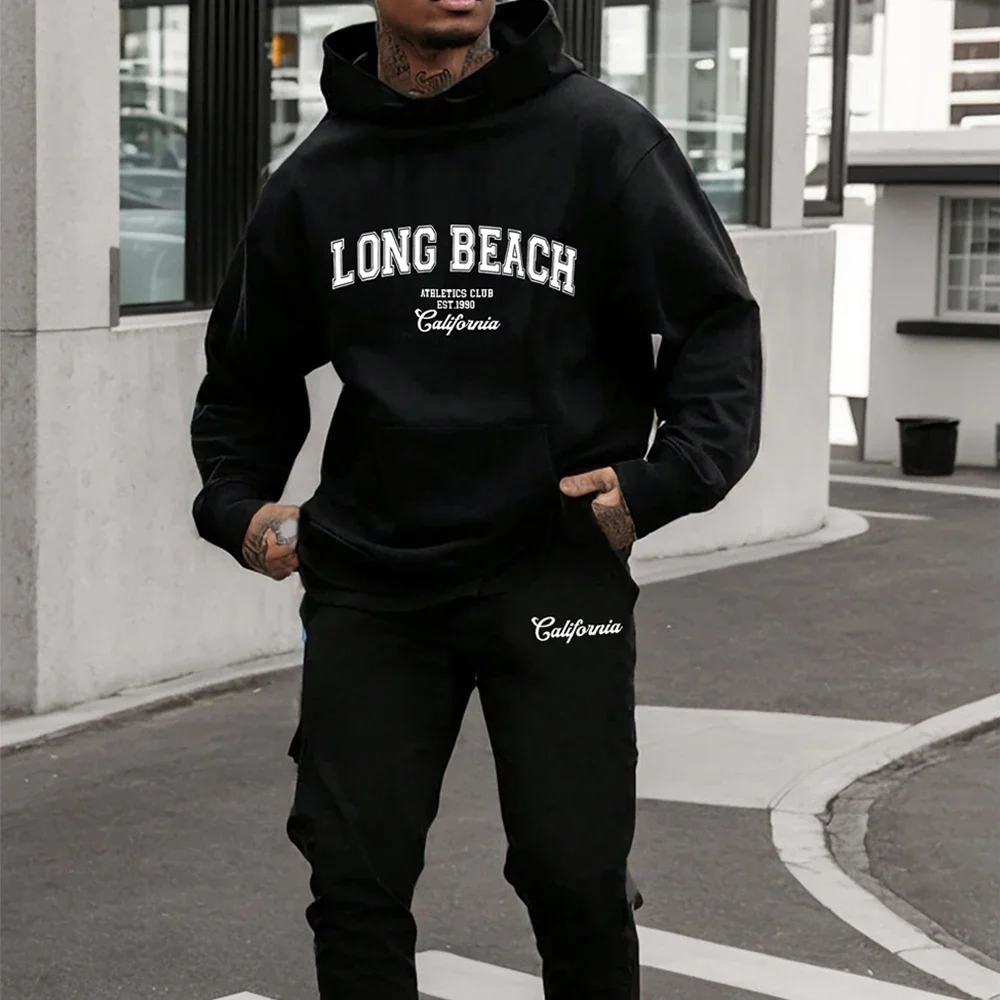 Men's Hoodie Pants Sets New York City Letters Sweatshirts Loose Sweatpants Suit Fleece Jogging Sweatshirt Trousers Outfits Suits 3