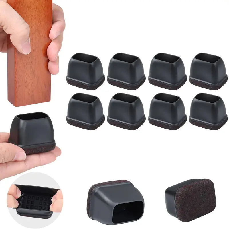 8PCS  Silicone Chair Leg Floor Caps Protectors Rectangle with Felt Foot End Caps Covers width 22-32mm for Chair Table No Noise - Image 2