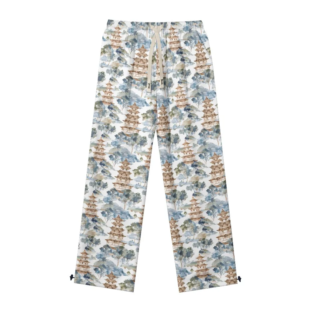 Men's Stylish Landscape Casual Pants Men's Loose Fit Joggers Elastic Waistband Comfortable Lounge Pants Streetwear Trousers