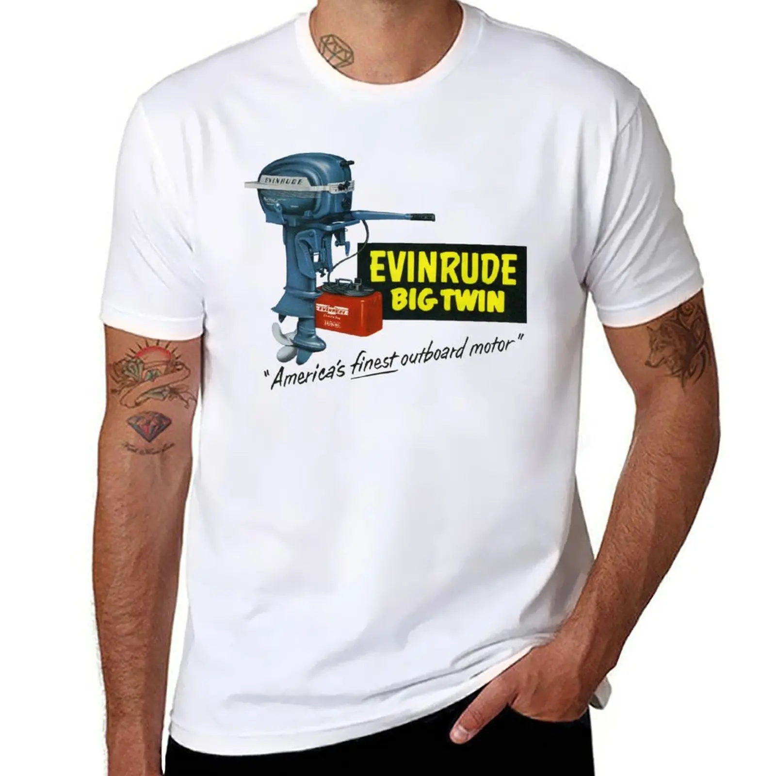 

1950s Evinrude. Americas Finest Outboard Motor T-Shirt shirts graphic tees customs design your own Men's cotton t-shirt