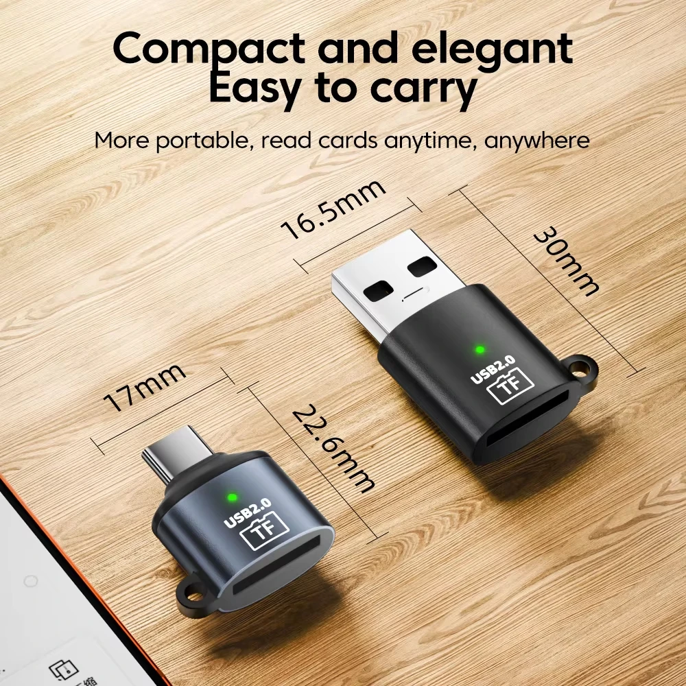 USB 2.0 / 타입 C TF 리더 고속 데이터 전송 미니 TF 카드 리더 스마트 메모리 카드 리더 어댑터 (PC, 노트북, 맥북용)