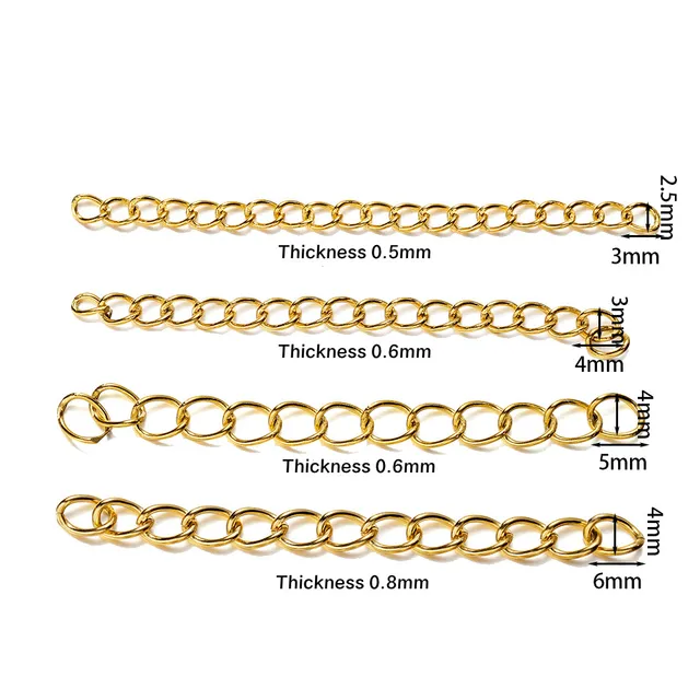 10Pcs/lot Stainless Steel Necklace Extension Chain Lobster Clasp Extended  Chains For DIY Jewelry Making Supplies Accessories