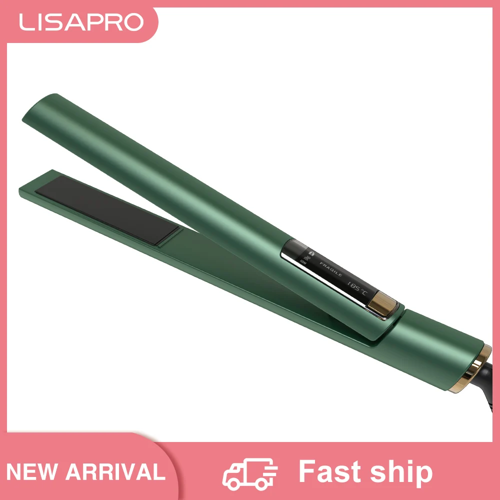 LISAPRO 2-in-1 LED Hair Straightener Flat Iron Professional Hair Straightener for Girls Women 15s Fast Heating Curling Iron Wand 2