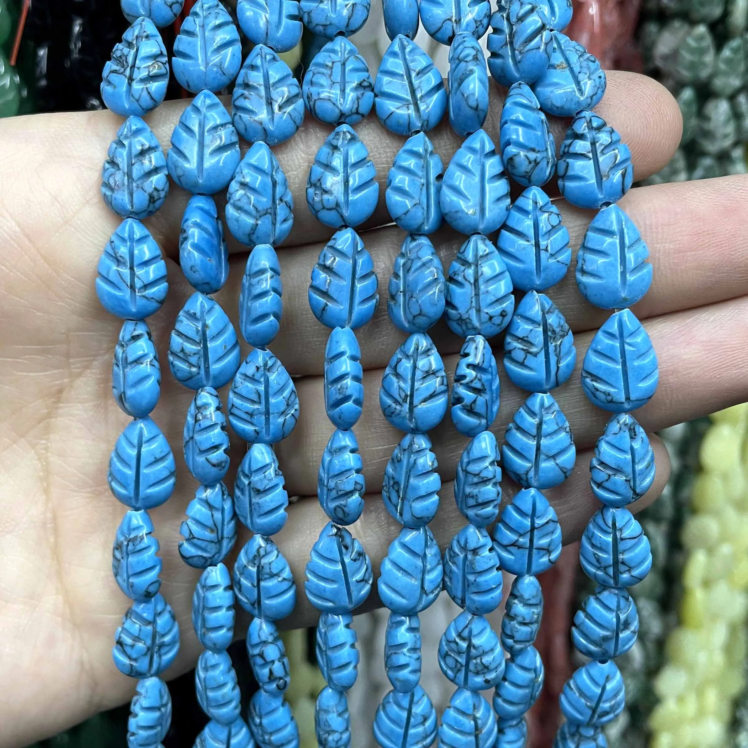 Natural Stone Leaf Shape Aventurine Agates Quartz Turquoises Loose