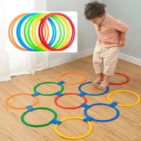 New Outdoor Kids Funny Physical Training Sport Toys Lattice Jump Ring Set Game 10 Hoops 10 Connectors for Park Play Boys Girls 1