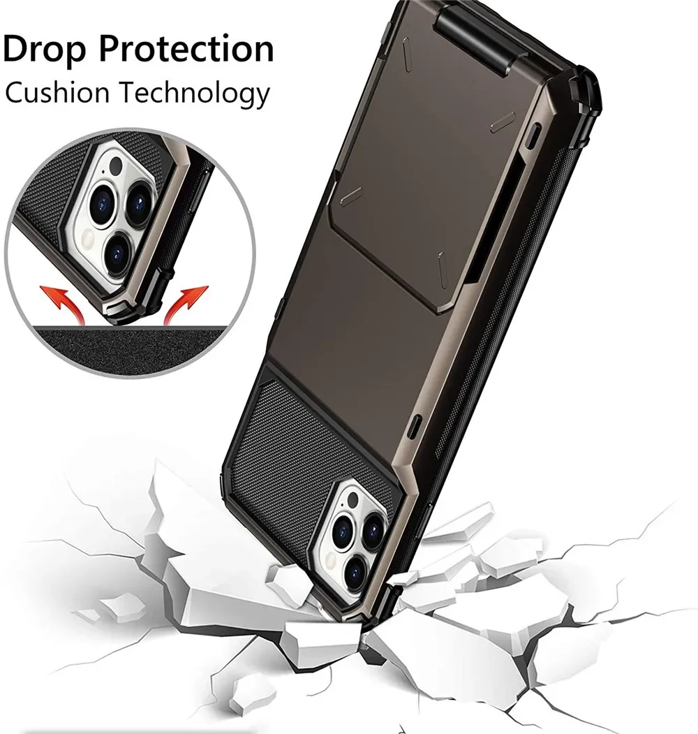 Wallet Phone Case with 4-Card Slot and Credit Card Holder