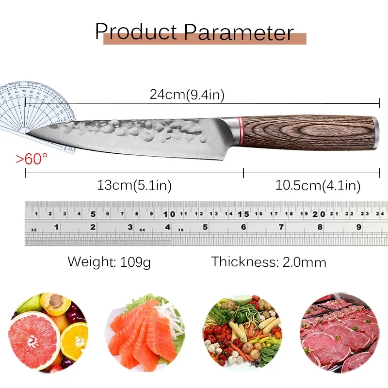 Description Picture 5 of item5inch Kitchen Boning Knife Handmade Forged Knife Meat Cleaver Stainless Steel Cooking Utility Knife Wooden Handle Kitchen Gadget