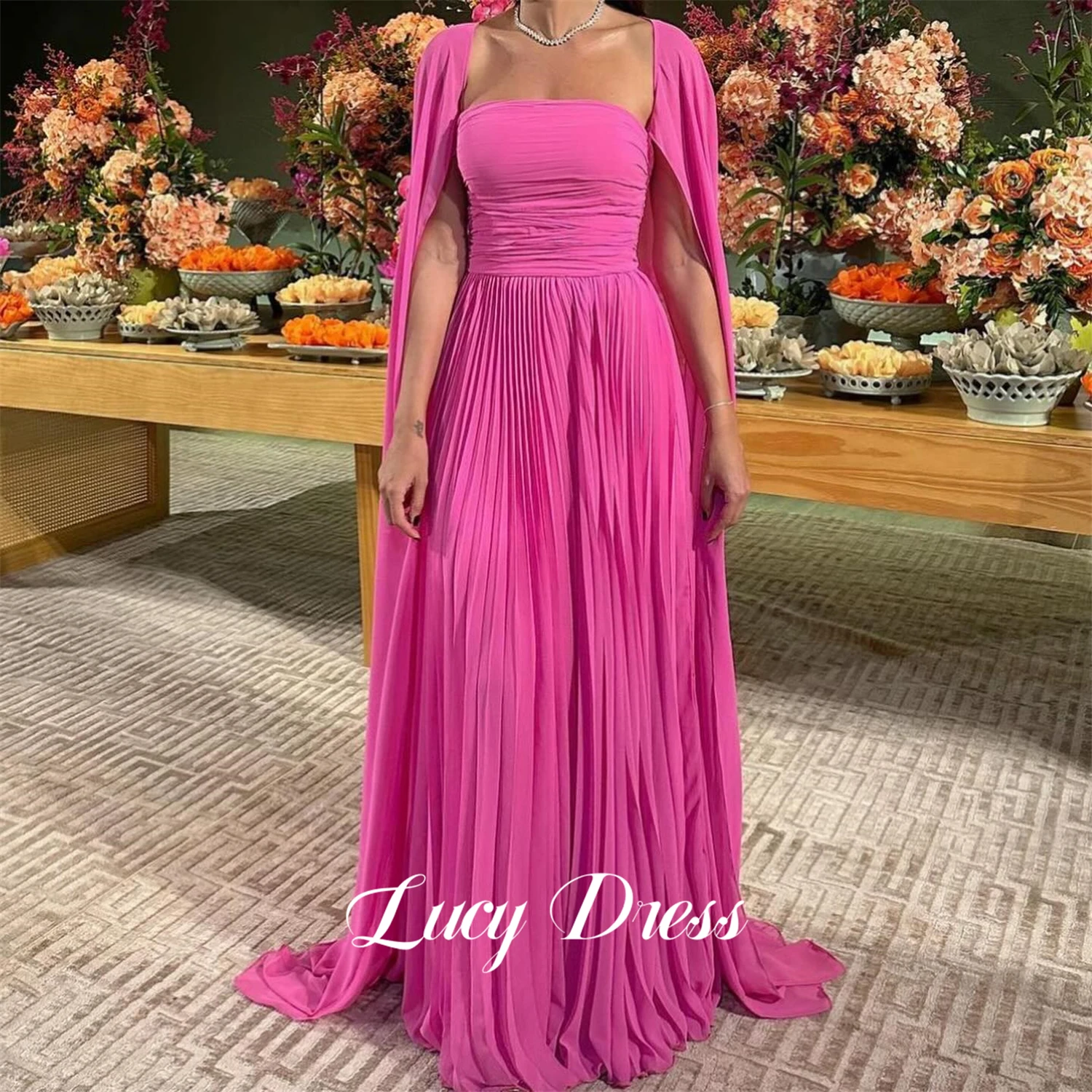 green emerald velvet dress Pink Elegant Prom Dress,Graduation Dress,Chiffon Strapless Long Evening Dress PD00177, US16 / Royal Blue main image 0