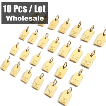 10PCS Alphabet Charm Pendant for Necklaces Stainless Steel Jewelry DIY Engraved Lettering Accessories Women's Fashion Jewelry 1