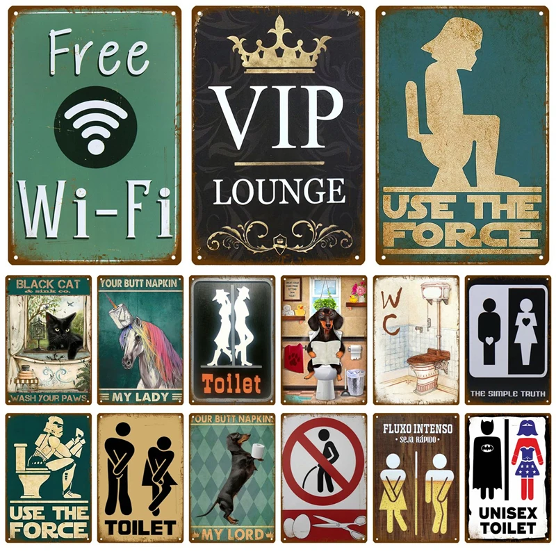 Wc Toilet Tin Sign Poster Poster Da Parete Vintage Cartello In Metallo Piatto Da Parete Decorativo Placca Da Cucina Accessori Per Decorazioni Vintage 