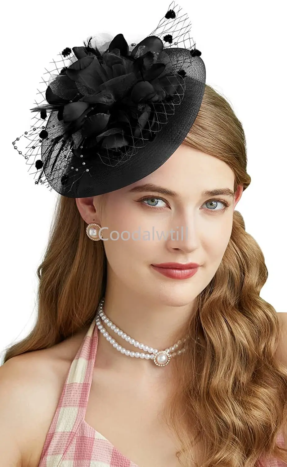 Lady Fancy Fascinators Hats for Womens Mesh Wedding Headwear Veil Flower Cocktail Tea Party Church Derby Hat Chapeu Feminino