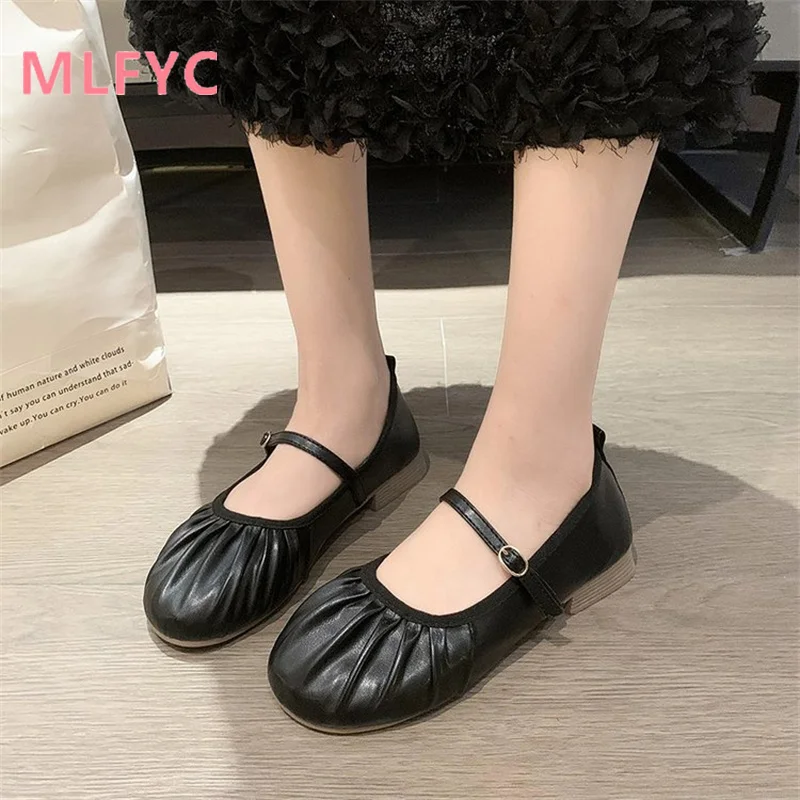 Flat bottom Mary Jane single shoe women's shoes 2023 new summer gentle ballet shoes casual shoes loafers mujer