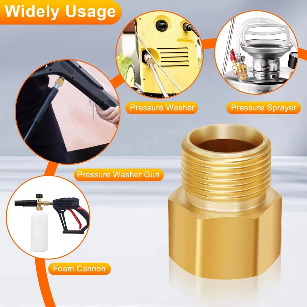 Pressure Washer Coupler M22 15mm Female Thread to M22 14mm Male Quick Fitting For Washer Gun Connection Hose Nozzle Car Wash 4