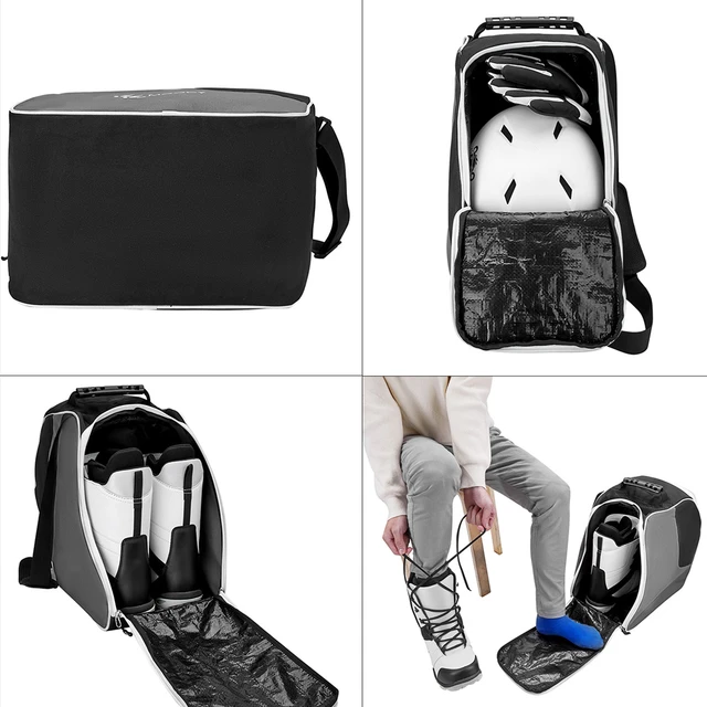 Bolsa para botas de esquí, tela Oxford, impermeable, bolsa para botas de  snowboard, equipaje de viaje para accesorios de esquí, gafas, guantes,  color negro