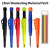 5 Colors 2.8mm Solid Woodworking Mechanical Pencil with Pen Cover 2B Black Yellow Red Lead Long Headed Carpenter Marking Pencil 1