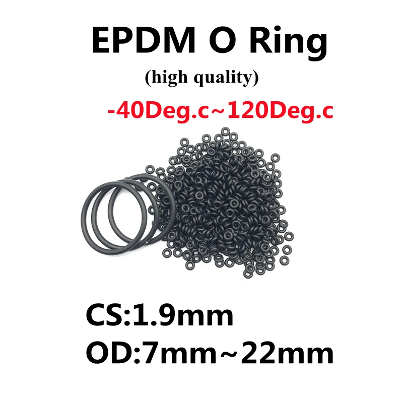 

50pcs EPDM O-Ring Gaskets CS 1.9mm OD 7mm ~ 22mm EPDM Automobile Nitrile Rubber Round O Type Corrosion Oil Resistant Seal Washer