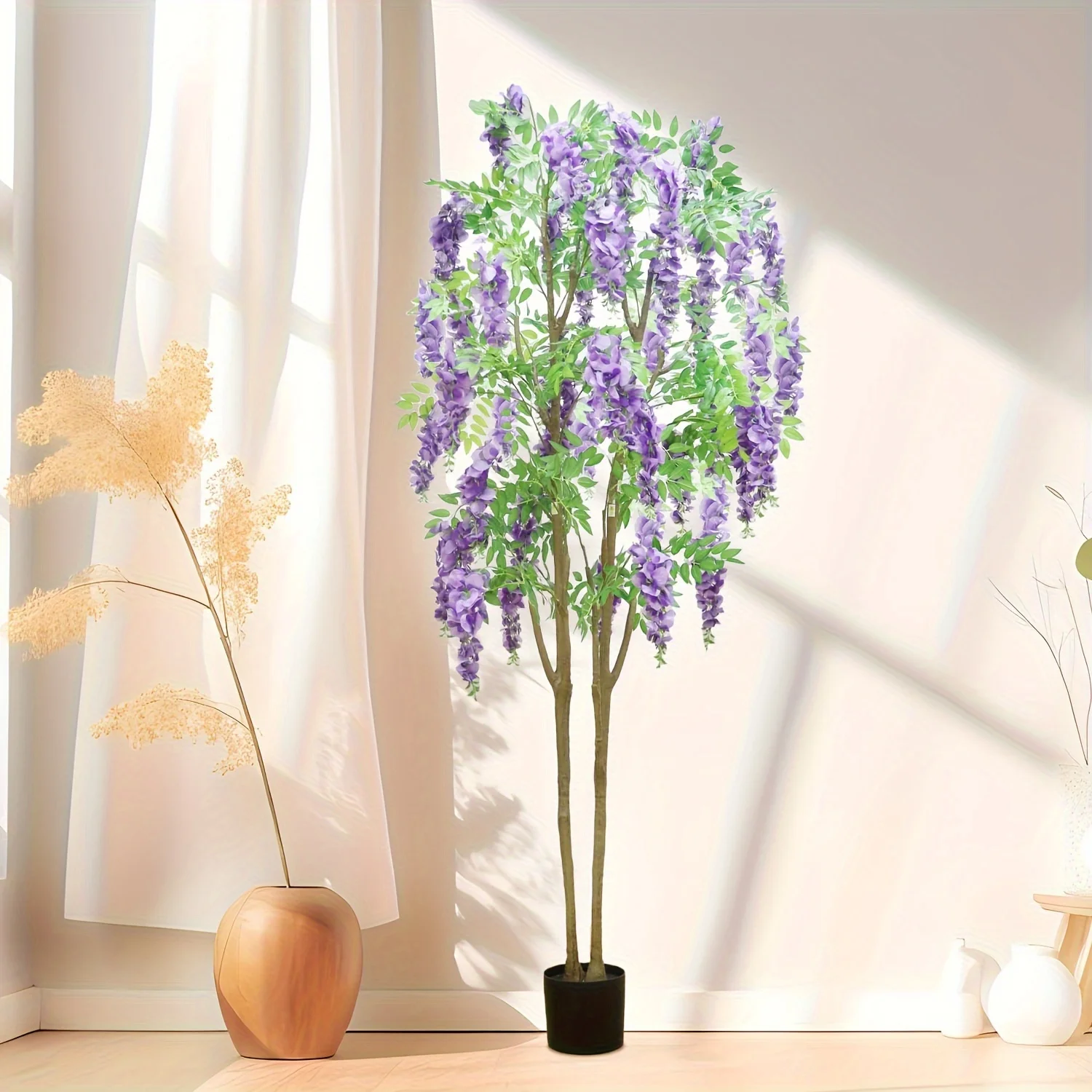 70.8in Artificial wisteria Tree Indoor Plant Tall Fake Tropical Paradise Palm Tree in Pot for Home Office Living Room Decor