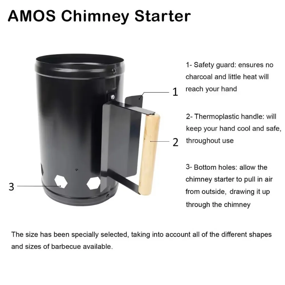 Camping Charcoal Barrel Carbon Stove Charcoal Lighter Chimney Quick Fire Briquette Starters Can Canister for Grilling