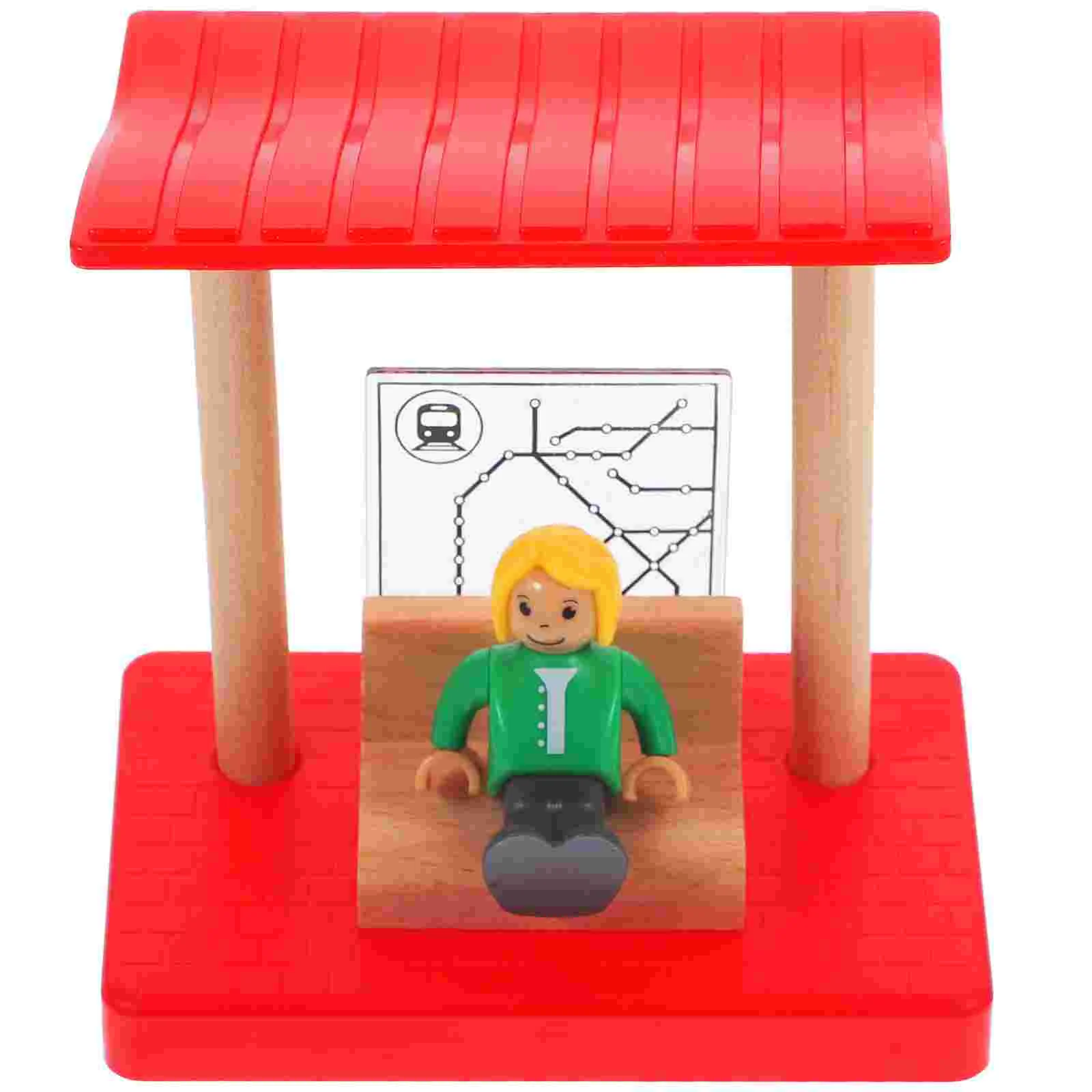 

Roadblock Track Toy Wood Railway Station Platform DIY Model Wooden Train Building Accessories Kids