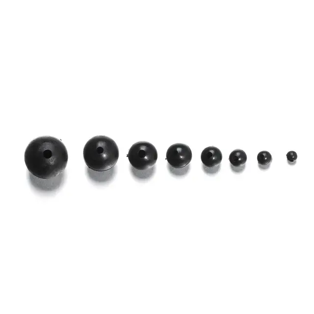 100 PCs/Lot 3mm-12mm Fishing Beads Space Stopper Black Round Soft/Hard Rubber Beads Fishing Lures Hook Rig Accessories 3