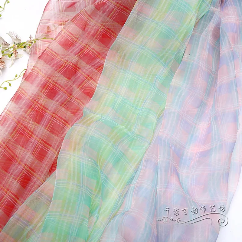 Fashionable Women's Dress Fabric Handmade DIY Plaid Ogees Stripe Handkerchief Material Chinese Style Geometric Patterned