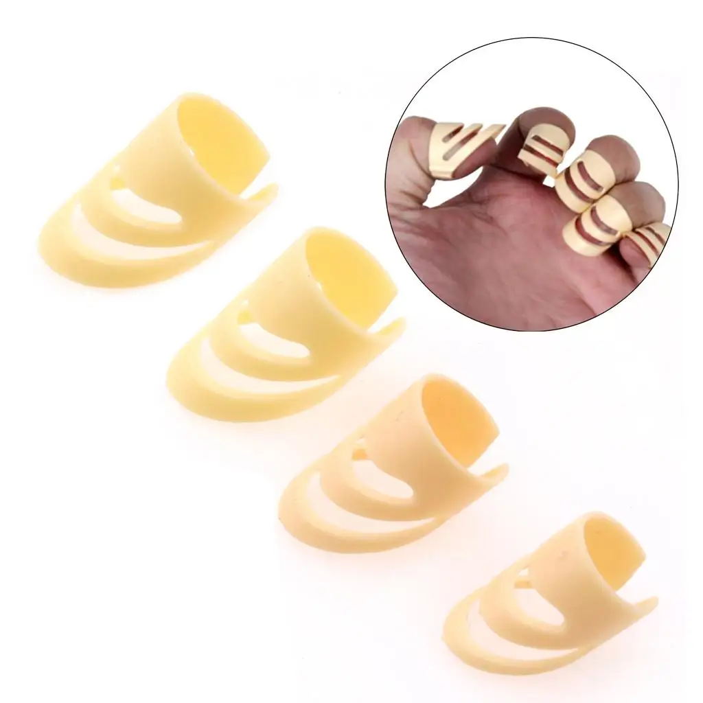 Electric Guitar Finger Nail Thumb Picks Protectors Set Beige