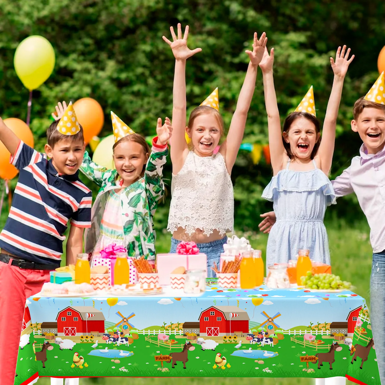 Farm Birthday Tablecloth, 3pcs Farm Animal Tablecloth-Theme Tablecloth, Animal Tablecloth & Birthday
