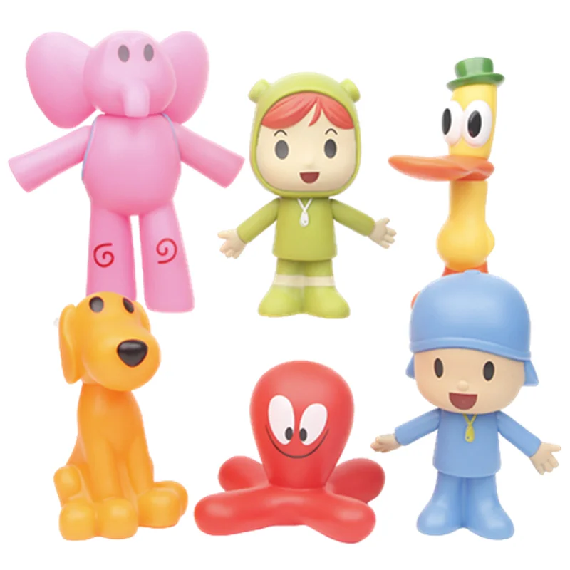 Figuras de acción Kawaii de Pocoyo, juguetes de animales, pájaro, pato,  elefante, modelo de juguete, adornos de escena, Anime, Pvc, 7 unidades por  juego - AliExpress