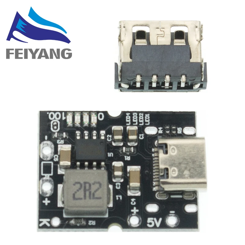 Type-C USB 5V 2A Boost Converter Step-Up Power Module Lithium Battery Charging Protection Board LED Display USB For DIY Charger