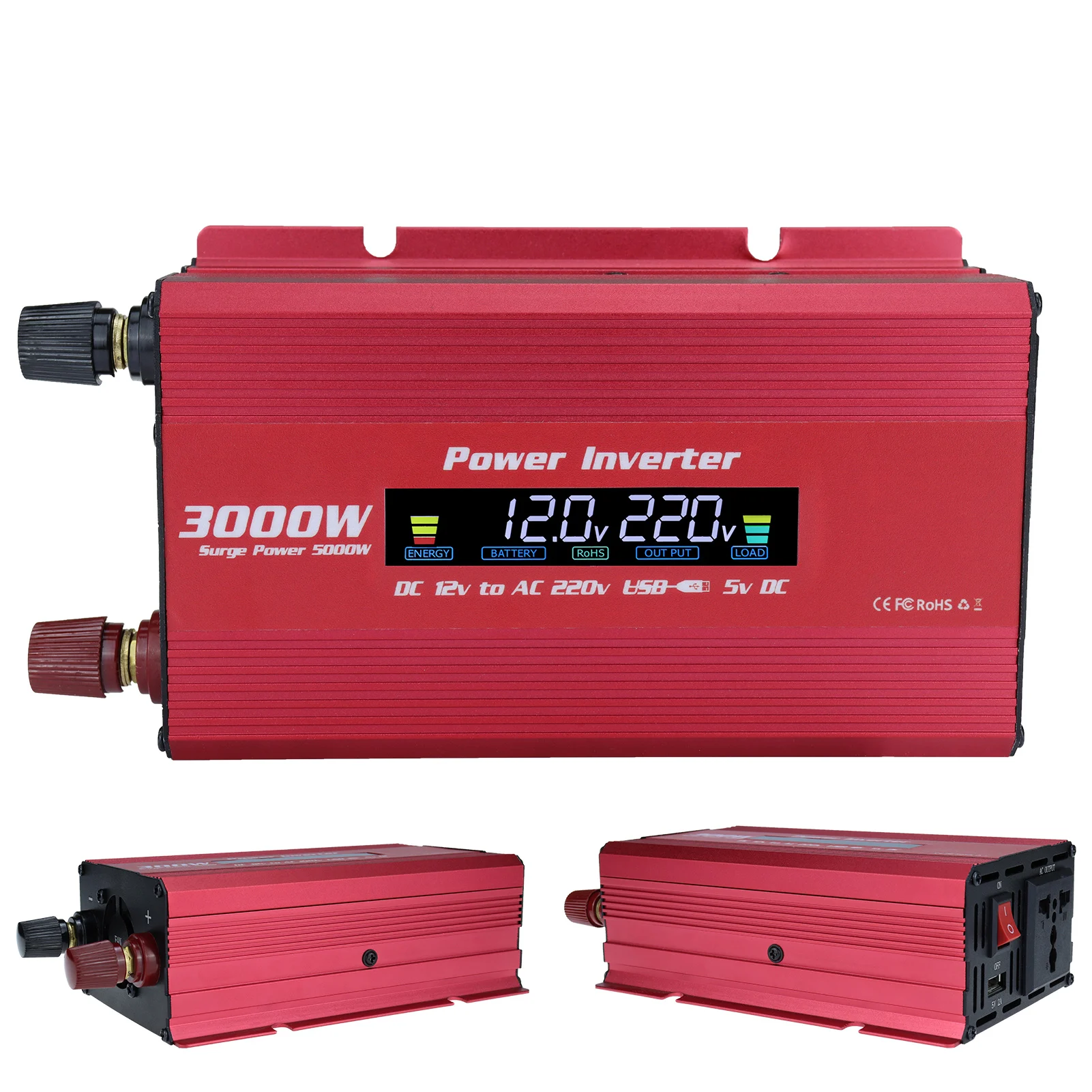 Auto Power Inverters DC 12V To 110V 220V AC Car Inverter 5000W Modified