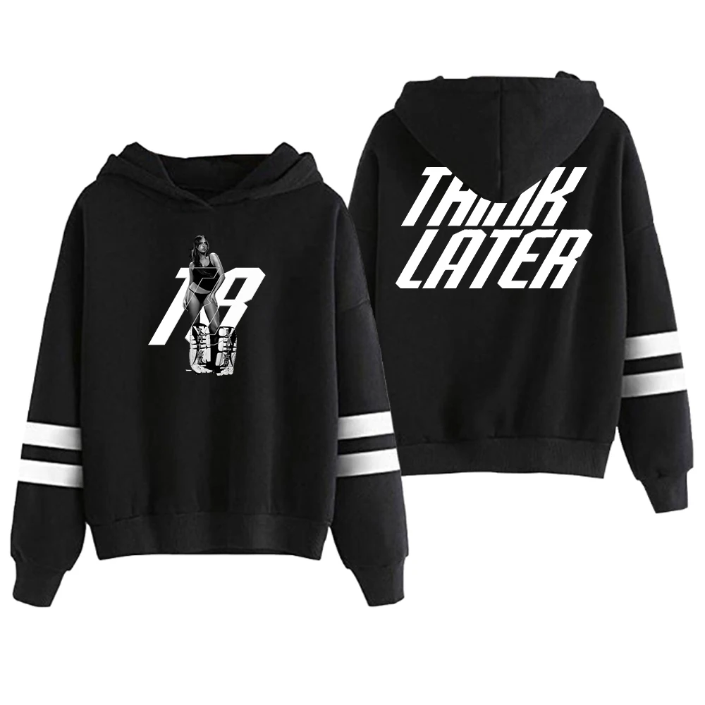 Tate McRae Thinkg Later Merch Hoodie Pocketless Parallel Bars Sleeve Streetwear Men Women Hooded Sweatshirt Fashion Clothes