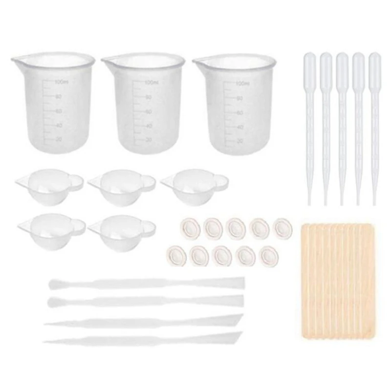 

Diy Epoxy Resin Tools Measure Cups Silicone Cup Mix Stick Wooden Sticks Dropper Adjustment Adjuster Jewelry Making Hand