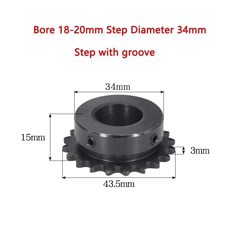 20T 04C Chain Gear 45# Steel 20 Teeth Industrial Drive Sprocket Wheel Bore 5-20mm 1pc