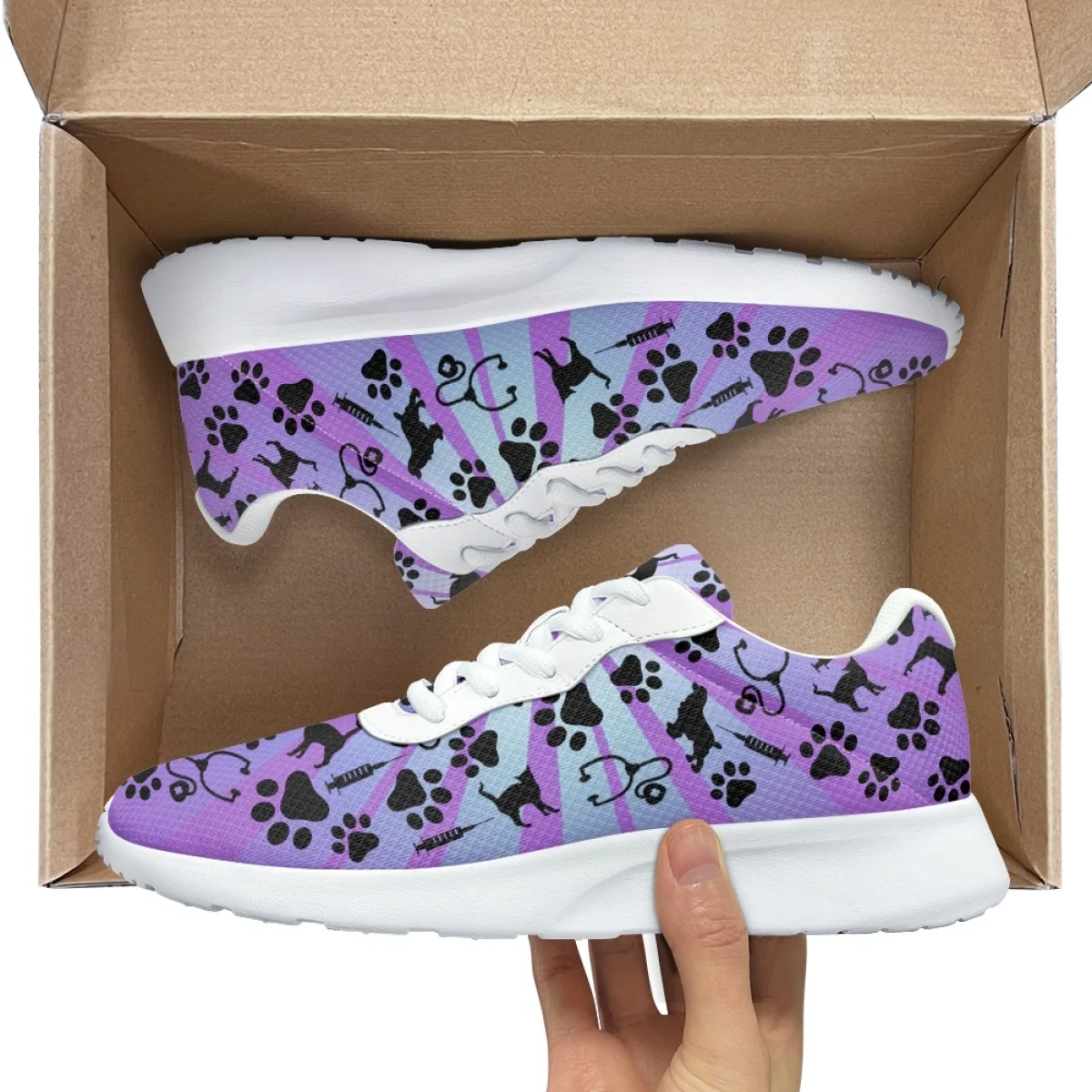 Pet Doctor Pattern Brand Design for Women Home Yoga Fitness Shoes Cozy Shock Absorbing Wear-Resistant Ladies Outdoor Sneakers