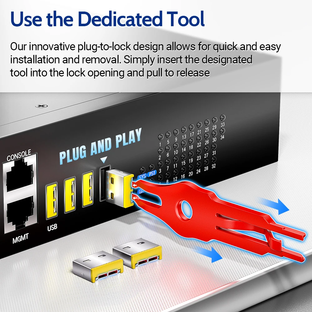 AMPCOM Detachable Carbon Steel USB Dust Plug and Security Lock