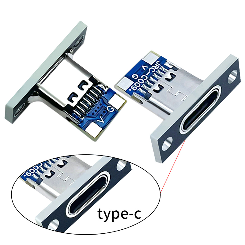 New 5Pcs USB 3.1 Type C Socket With Screw Fixing Plate Type-C USB Jack 3.1 Type-C 2Pin 4Pin Female Connector Jack Charging Port