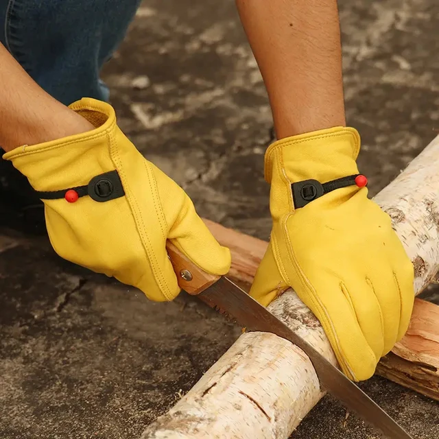 Cow Leather Work Glove Soft Cowhide Welding Security Protection Safety Workers Mechanic Driver Hunting Driving Farm Garden Glove 1