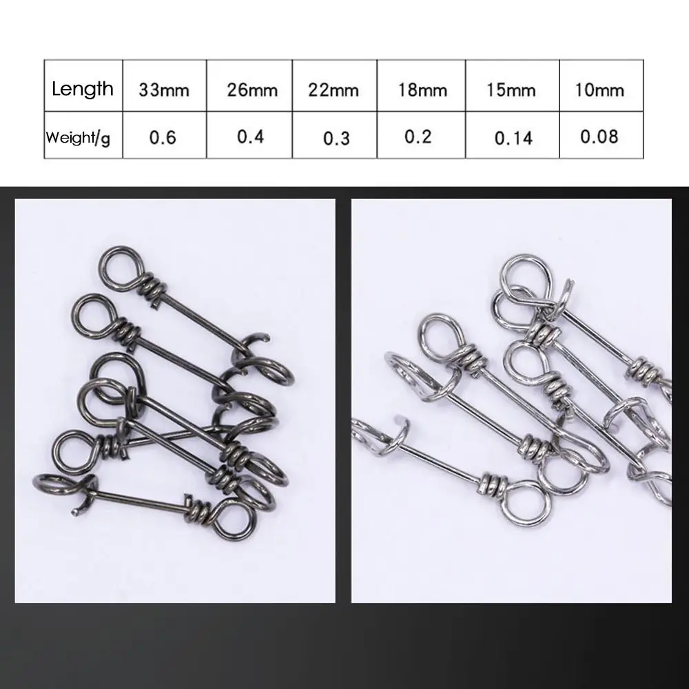 50Pcs Stainless steel Fishing Fastach Clips Fishing Swivels Snaps Swivel Rolling Snap Quick Connection Accessory
